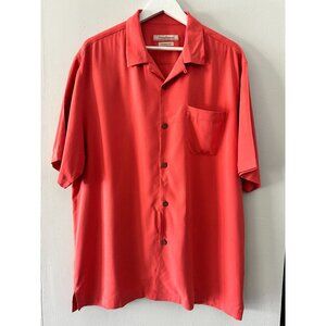 Tommy Bahama Original Fit‎ 100% Silk Hawiian Button Down Coral Color Shirt